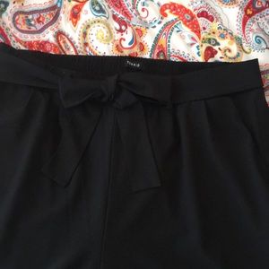Black wide leg trousers with tie